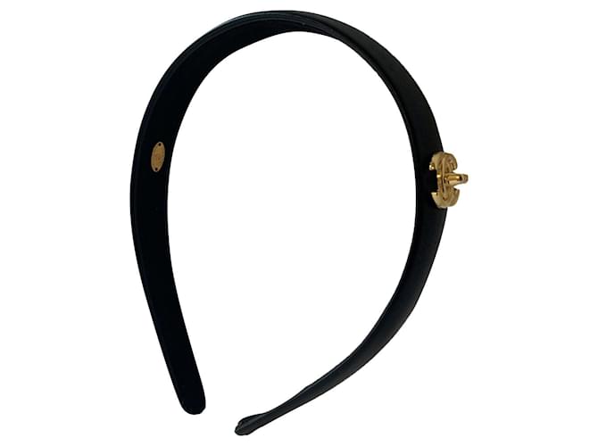 Chanel Accessori per capelli Nero Gold hardware Pelle Metallo  ref.745715