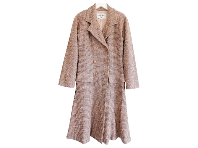 Chanel SS18 18P Peach Pink Flared Tweed Coat Cotton  ref.745781