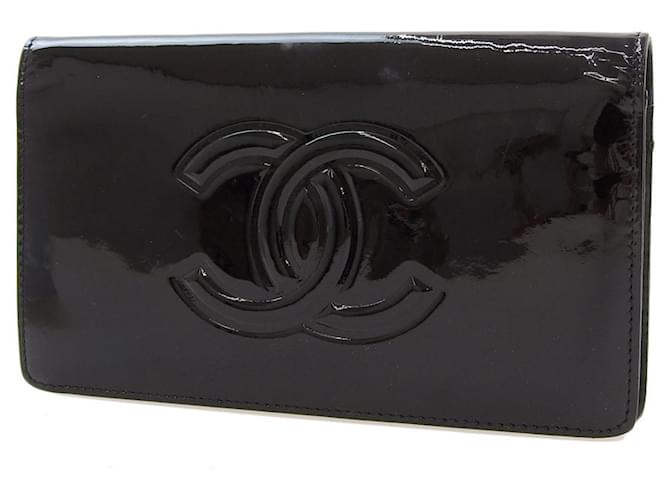 Chanel Camélia Cuir vernis Noir  ref.745789
