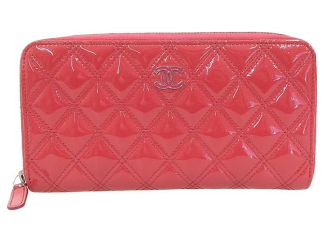 Chanel Portefeuille Zippe Pink Leder  ref.745877