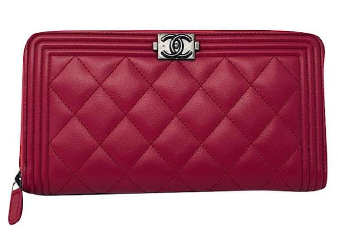 Neue Chanel-Geldbörse für Jungen Pink Fuschia Leder  ref.746040
