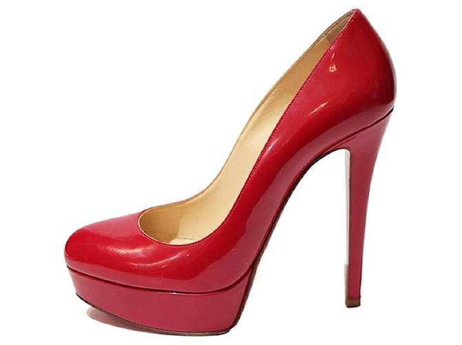 Christian Louboutin Talons Cuir vernis Rouge  ref.746510