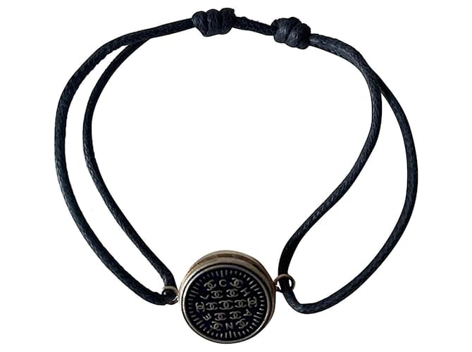 Chanel Bracelets Black Silvery Metal  ref.746541