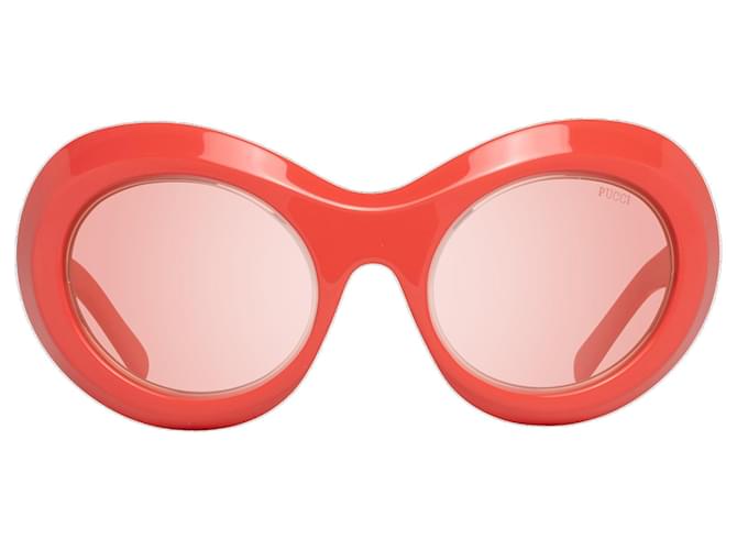 Emilio Pucci Nuovi Occhiali da Sole Donna mod. EP0096 5566S 55-25-130 MM Rosso Acetato  ref.746547