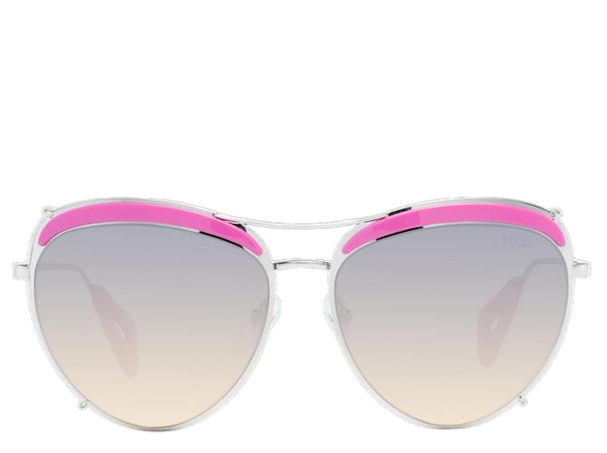 Emilio Pucci Nuovi Occhiali da Sole Donna mod. EP5115-CL 5720B Argento Acetato  ref.746572