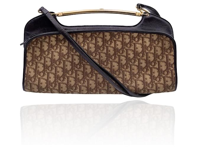 Christian Dior Vintage Brown Logo Canvas Handbag Shoulder Bag Cloth  ref.746613