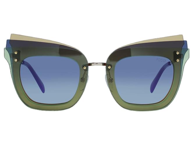 Emilio Pucci Nuovi Occhiali da Sole Donna mod. EP0105 6695W 66-15-140 MM Verde Acetato  ref.746675