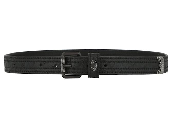 Bottega Veneta Leather Double-Stitched Belt Black  ref.747000