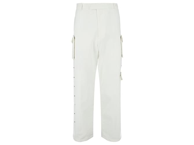 Pantaloni a gamba larga di Bottega Veneta Bianco Cotone  ref.747064