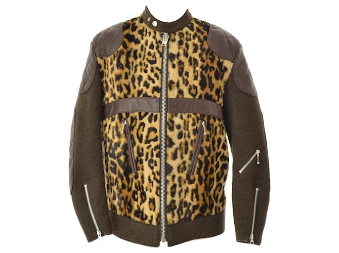 Junya Watanabe  Rider Jacket Leopard print Wool Rayon Faux fur  ref.747322