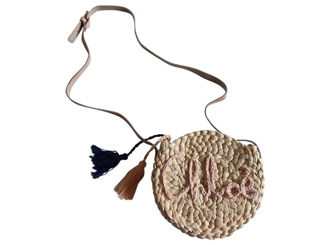 Bolsa de mão Chloé de palha cor eggshell Fora de branco