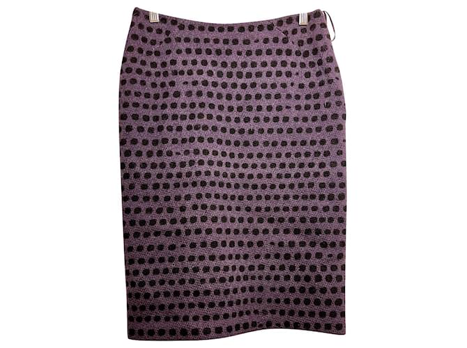 Bottega Veneta pencil skirt knee length Black Purple Wool  ref.747379