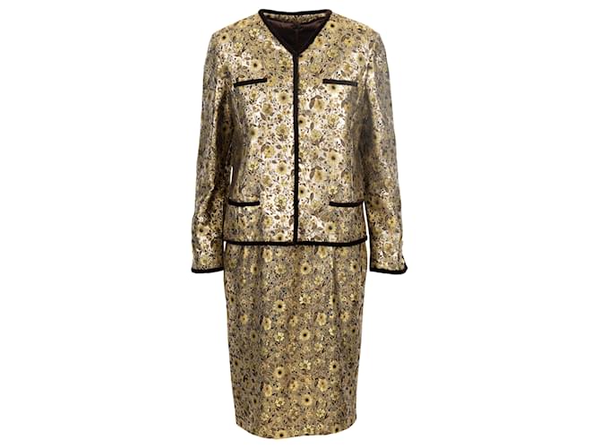 Valentino Night Floral Brocade Jacket and Dress Suit Golden  ref.747480