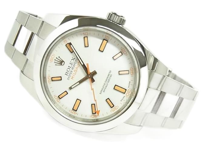 ROLEX Milgauss white 116400 Discontinued Dial Mens Silvery Steel  ref.747524