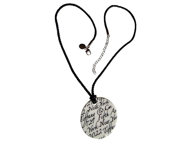 Autre Marque Porcelain notes,  solid silk and silver 925 Black Silvery White