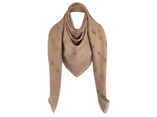 Louis Vuitton Sciarpa Monogram Beige Seta