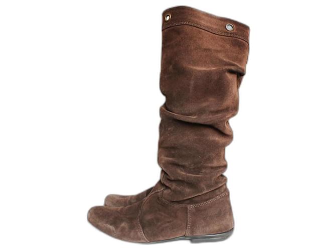 Vintage Y2K Roberto Cavalli Angels suede leather brown boots western designer Y2K 00's 00s zeroes Made in Italy size eu 38  ref.747741