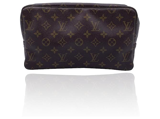 LOUIS VUITTON vintage clutch in brown monogram canvas and leather