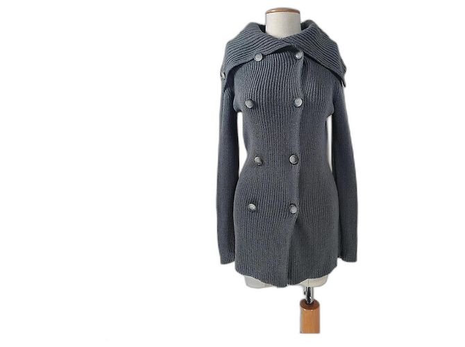 Strickjacke Theory Grau Wolle Nylon M