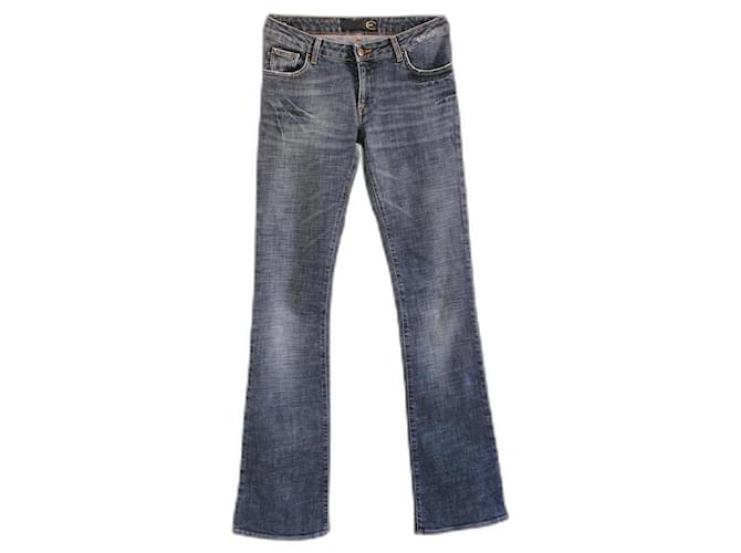 Just Cavalli Vintage Y2K Just Roberto Cavalli blue grey washed mid low rise waist flared jeans designer denim zeroes extra long legs 00's 00S size 26 XS Dark grey Cotton  ref.747751