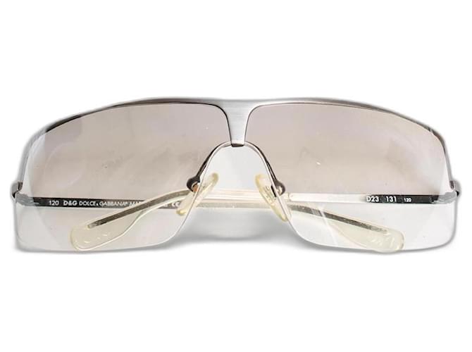 Dolce & Gabbana Vintage D&G Dolce et Gabbana Y2Lunettes de soleil design transparentes en argent K nuances lunettes de soleil bella hadid zéros 00’s 00S FABRIQUÉ EN ITALIE Verre Argenté Gris  ref.747754