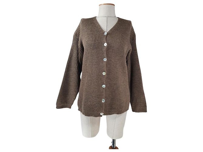 Fabiana Filippi Strickjacke Braun Merino Wolle