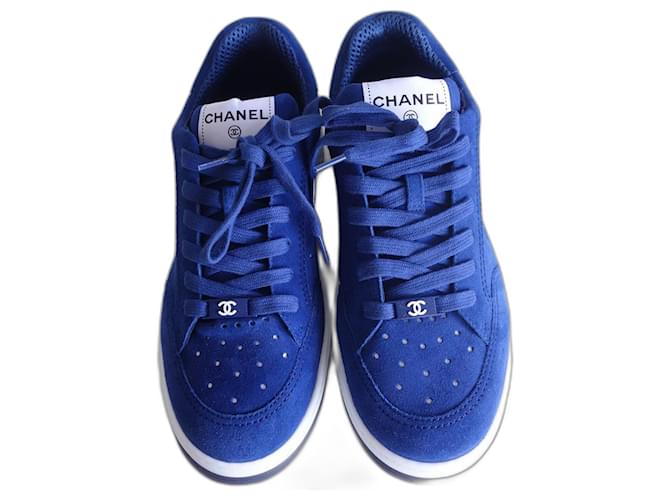 Sapatilhas Chanel 39.5 Azul Couro  ref.748591
