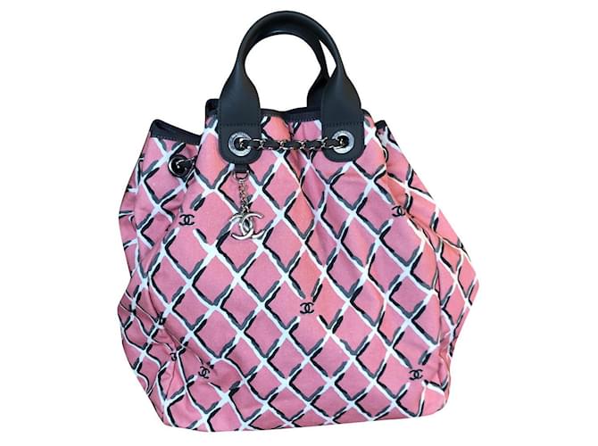 Chanel handbag Pink Cloth  ref.748656