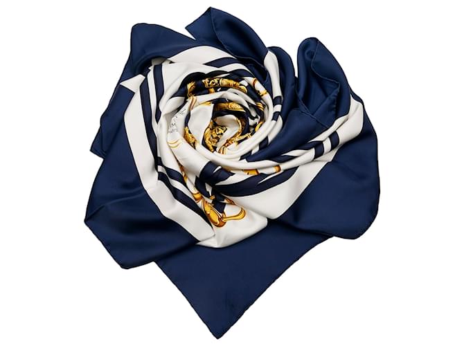 Hermès Foulard Hermes Bleu Brides de Gala en soie Tissu  ref.748814
