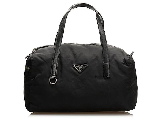 Prada Black Nylon Tessuto Small Boston Bag