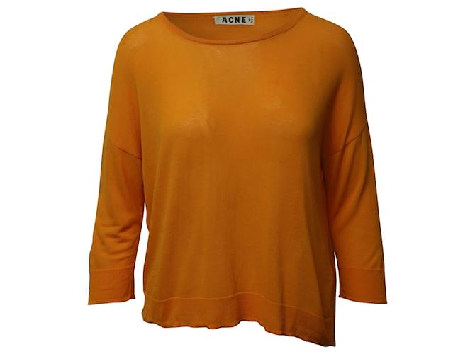 Acne Studios Zola Crew Knit Top in Orange Cotton  ref.748974