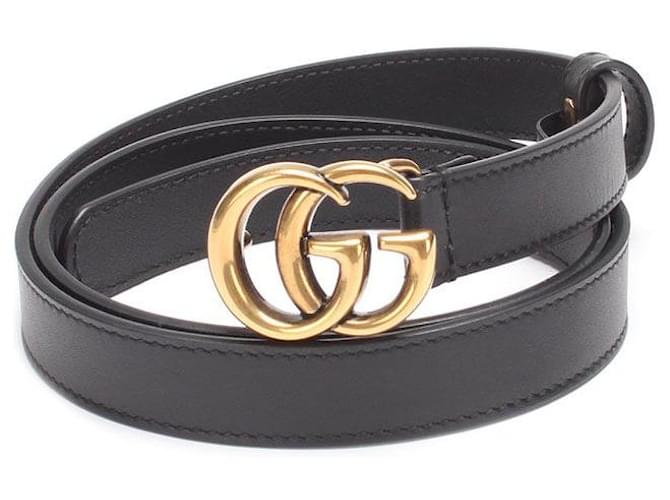 Gucci Cinturón de cuero GG Marmont negro Becerro  ref.749213