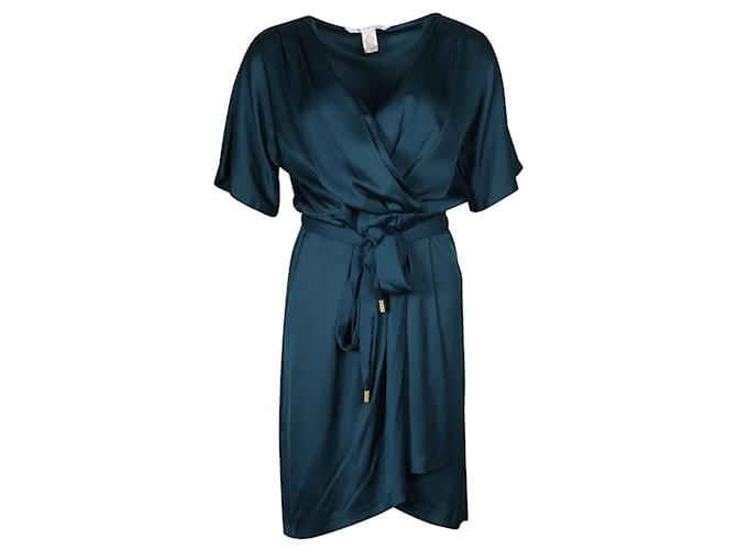 Diane Von Furstenberg Teal Silk Genevieve Midi Dress Green  ref.749247