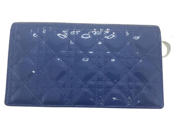 Lady Dior Dior Handbags Blue Patent leather  ref.749305