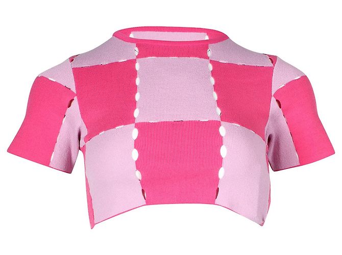 Jacquemus Patchwork Cropped com nervuras em algodão rosa