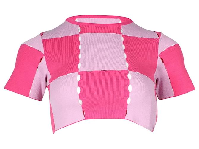 Top corto de canalé con patchwork de Jacquemus en algodón rosa  ref.749320