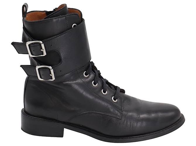 Ba&sh Como Combat Boots in Black Leather  ref.749327