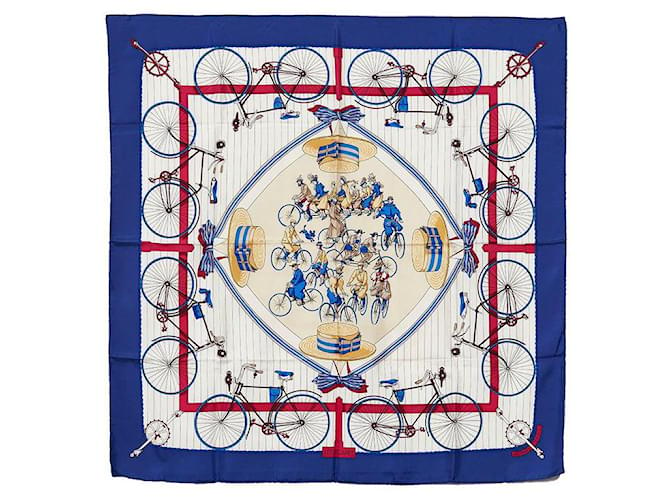 Silk In hermès Les Becanes Foulard in seta blu  ref.749338