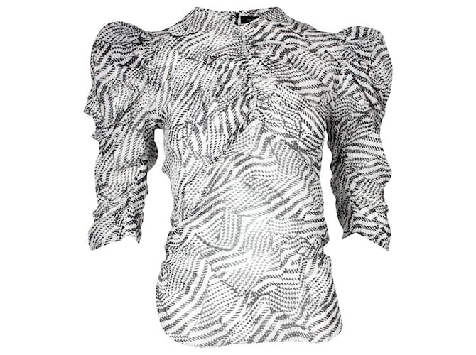 Isabel Marant Emsley Printed Blouse in White Cotton  ref.749379