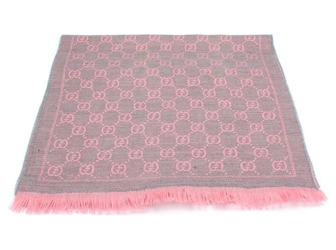 Gucci GG Woll- und Seidenschal rosa Pink Wolle Tweed  ref.749386
