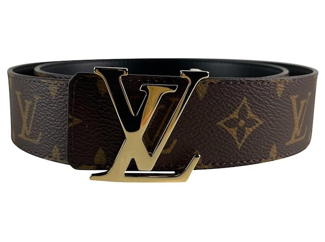 Louis Vuitton Dark Brown Monogram Leather LV Initiales Belt 90 CM