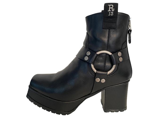 Botines R13 de cuero negro
