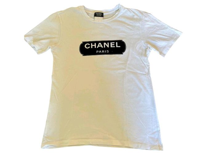 Chanel Tops Blanco Algodón