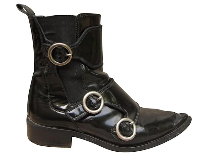 Lanvin p boots 38 Black Patent leather  ref.749657
