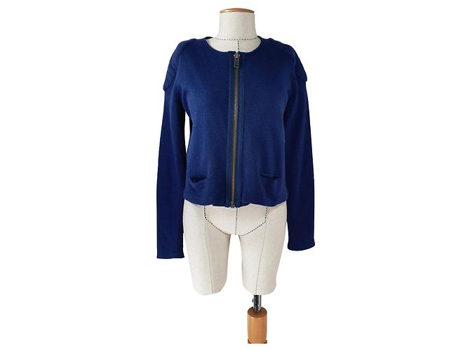 Cardigã Acne de lã com zíper azul
