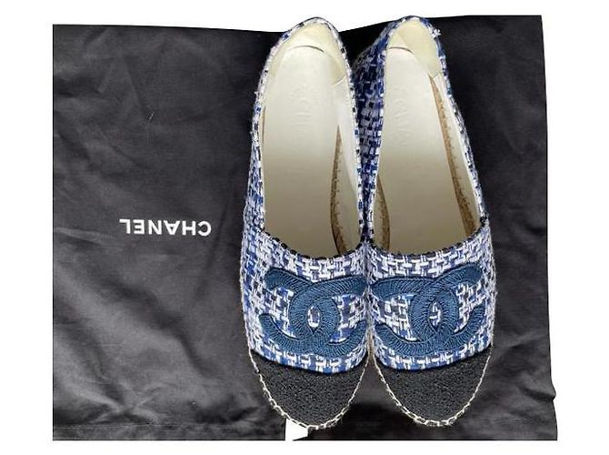 Cambon Alpargatas Chanel em couro e tweed, Pointure 41