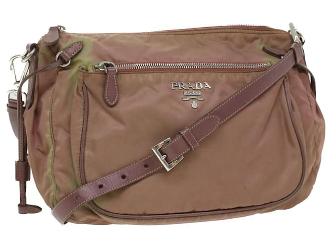 PRADA Shoulder Bag Nylon Wine Red Auth ar8327  ref.749827