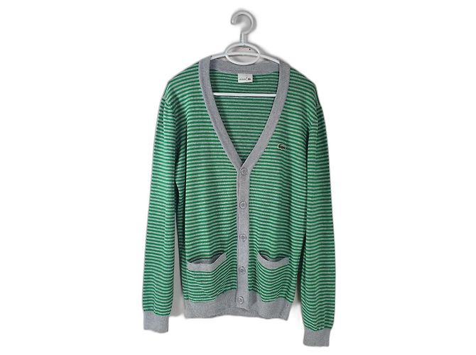 Lacoste Strickjacke Grün Grau Baumwolle