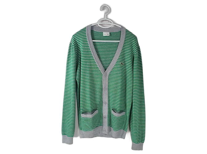 Lacoste Sweaters Green Grey Cotton  ref.749894