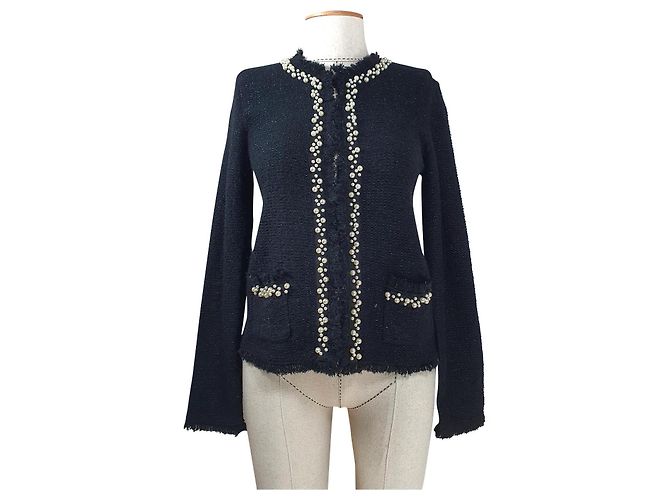 Hallhuber Strickjacke Schwarz und Perle